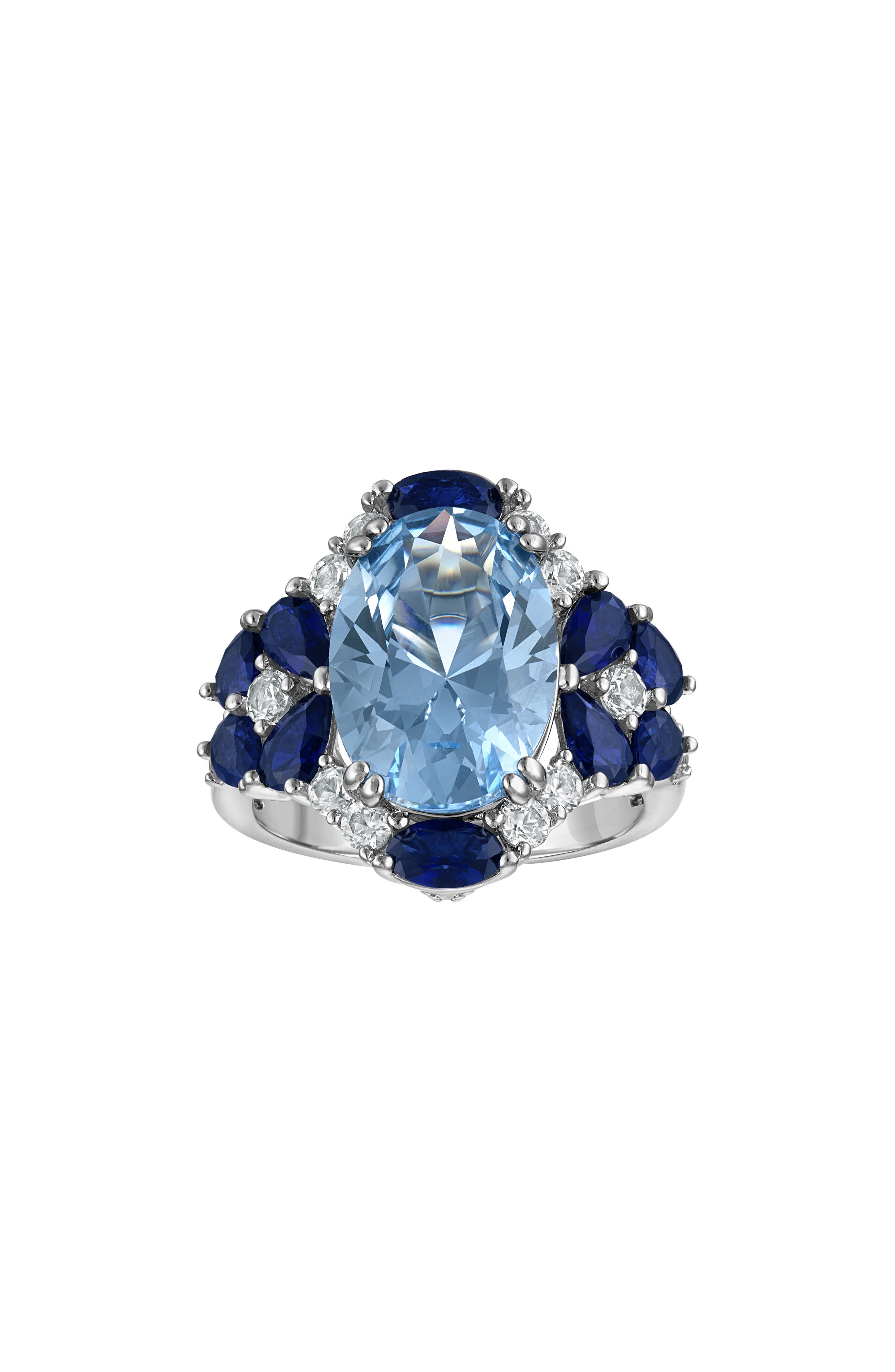 Fzn Created Sapphire Oval Statement Ring In Blue