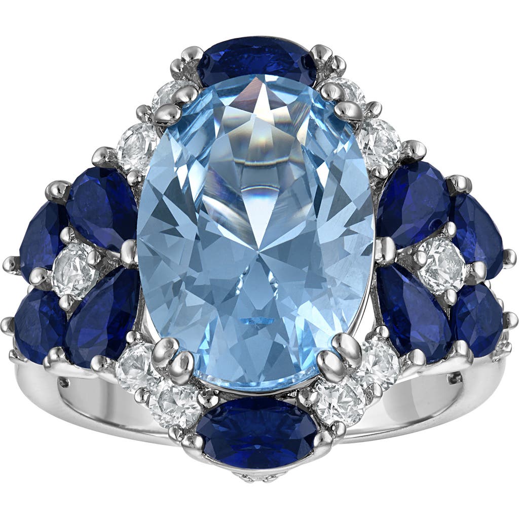 Fzn Created Sapphire Oval Statement Ring In Blue