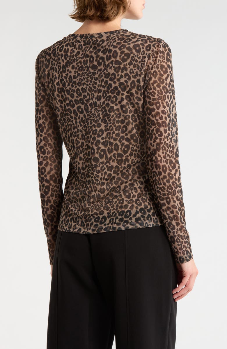 Sanctuary Floral Print Long Sleeve Mesh Top, Alternate, color, French Kitty Brown