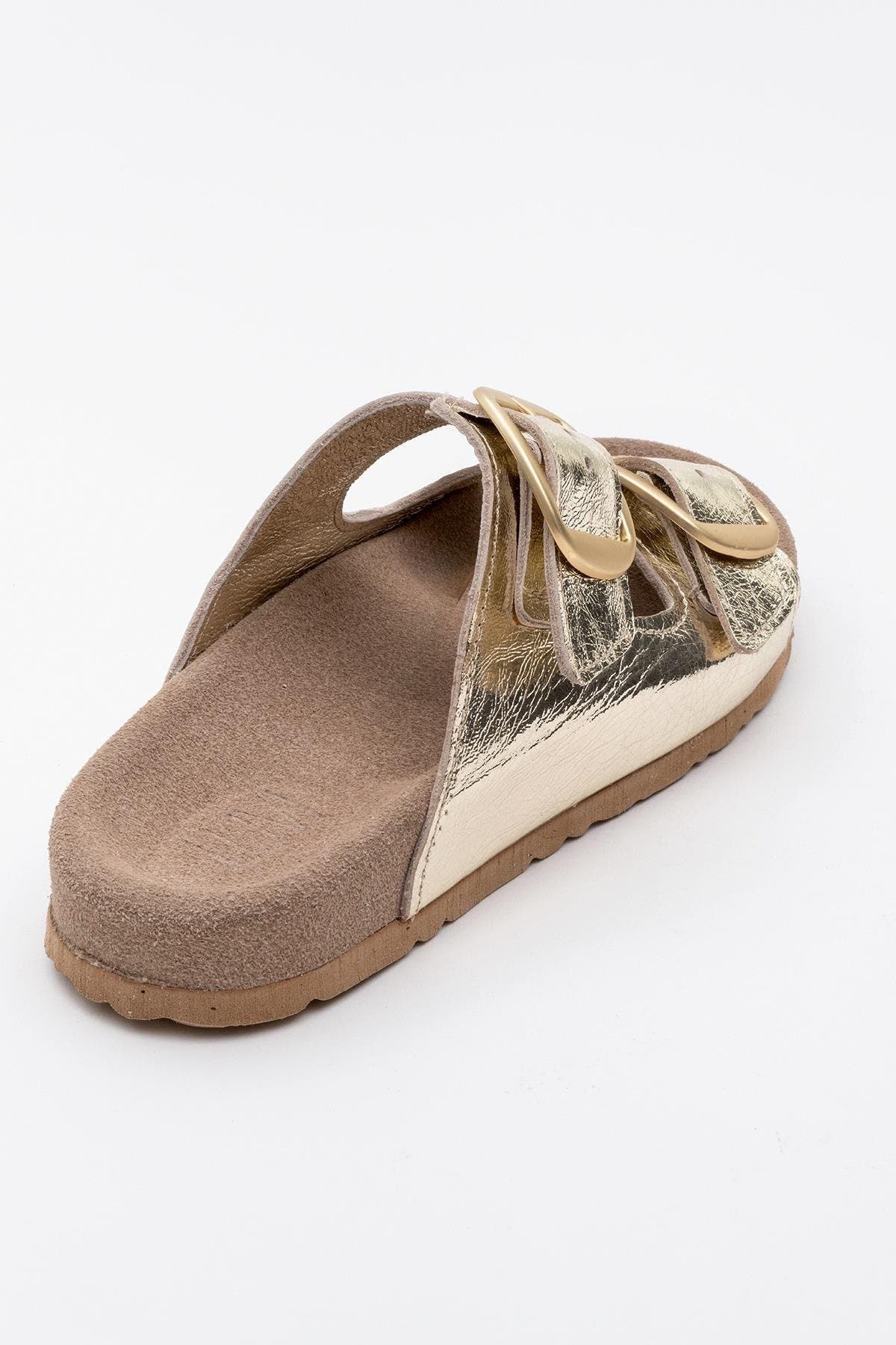 Ovesta Soft Footbed Leather Slide Sandal, Alternate, color, Gold Leather