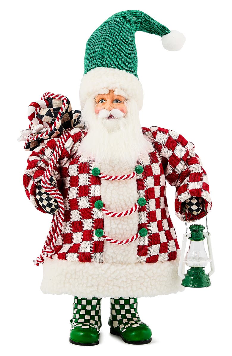 MACKENZIE CHILDS Check It Out Small Fabric Santa, Main, color, Red