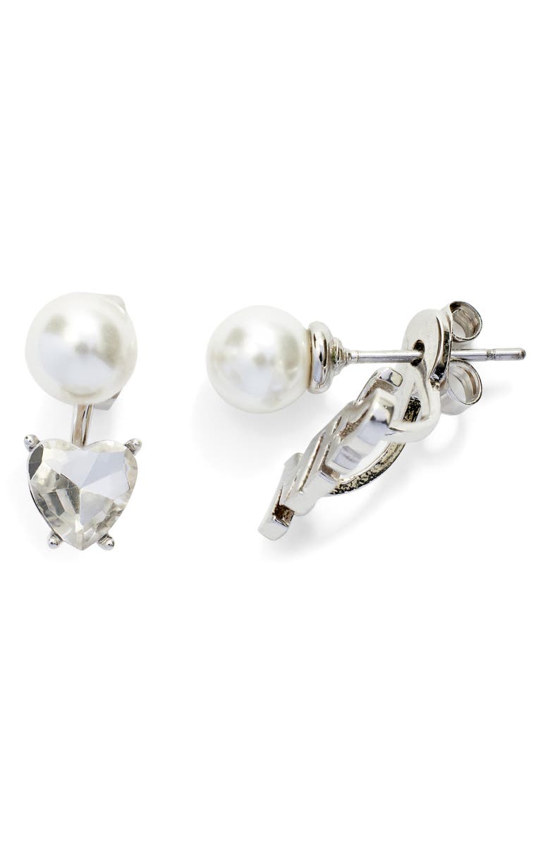 Kleinfeld Mrs Crystal & Faux Pearl Front/Back Earrings, Alternate, color,