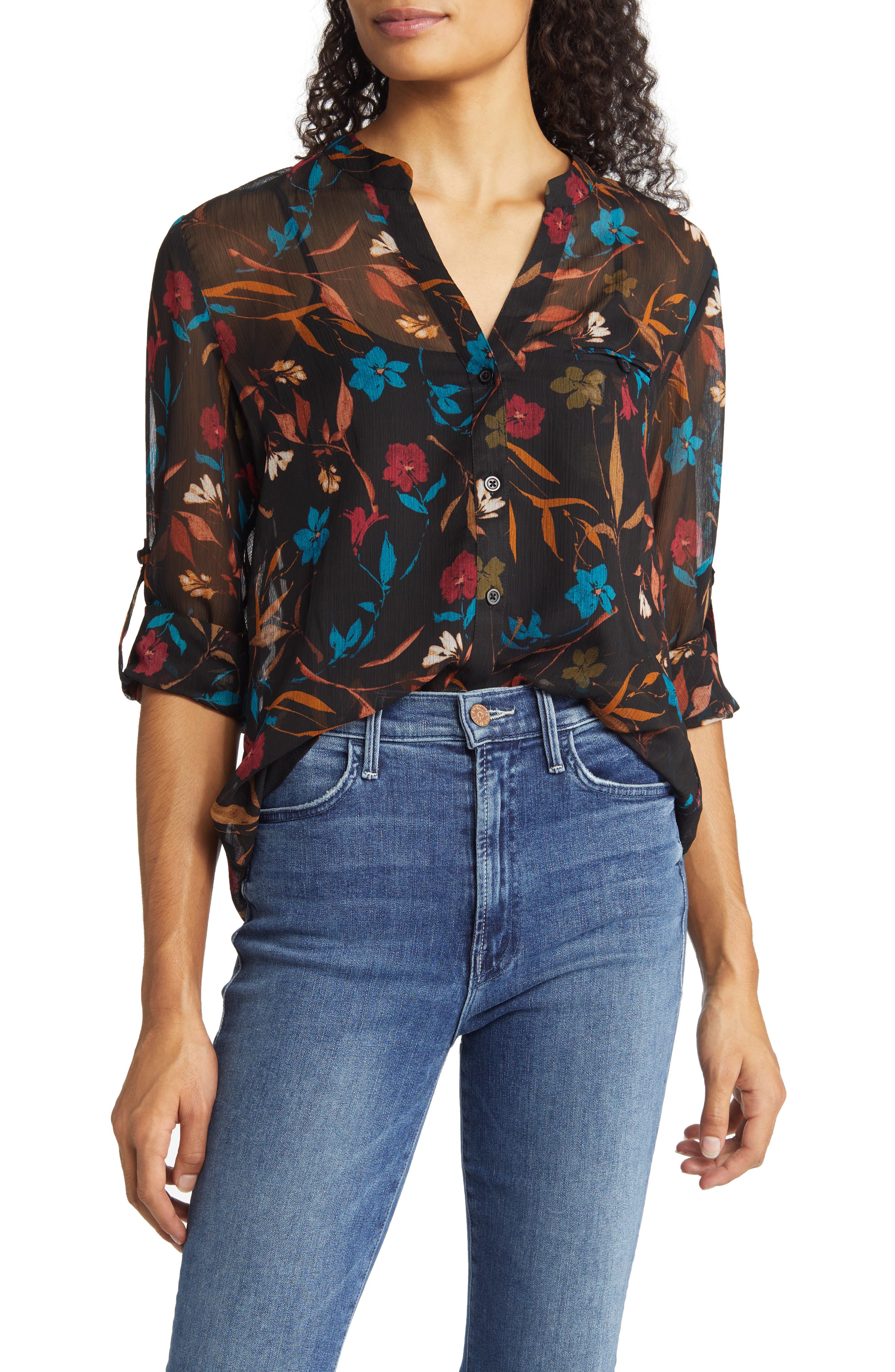 KUT from the Kloth Jasmine Chiffon Button-Up Shirt