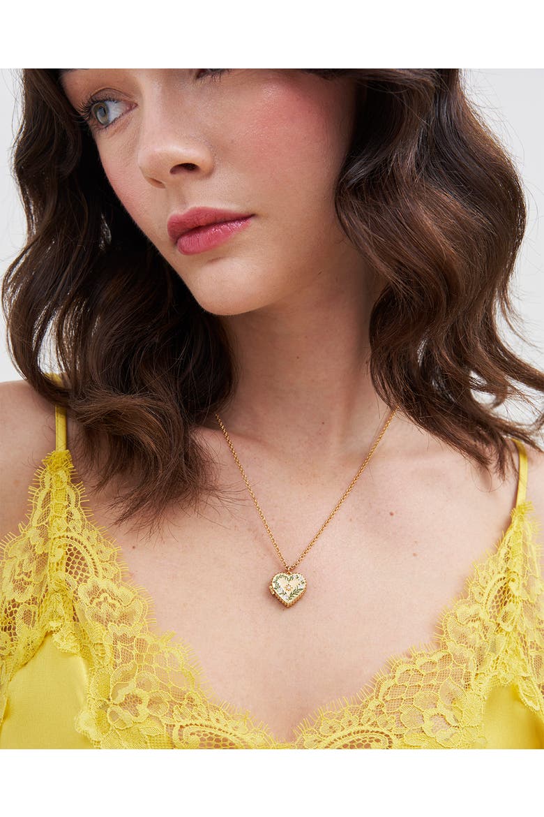 Jasmine Heart Locket Necklace, Alternate, color, Gold