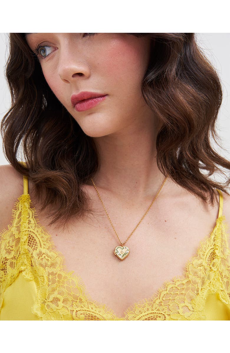 Fable England Jasmine Heart Locket Necklace, Alternate, color, Gold
