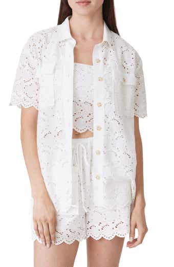 Habitual Eyelet Short Sleeve Button-Up Shirt