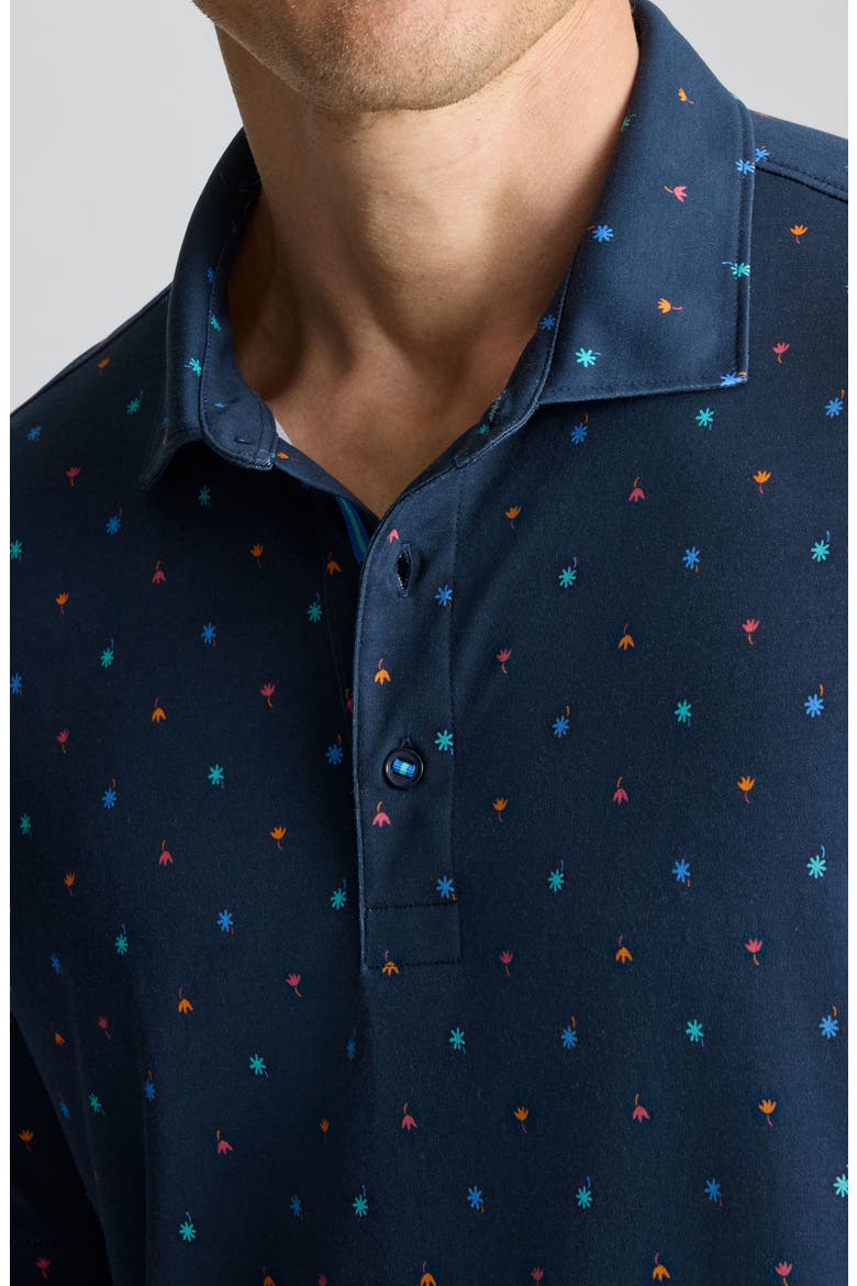 Damaschino Floral Wrinkle Free Cotton Polo, Alternate, color, SKY CAPTAIN