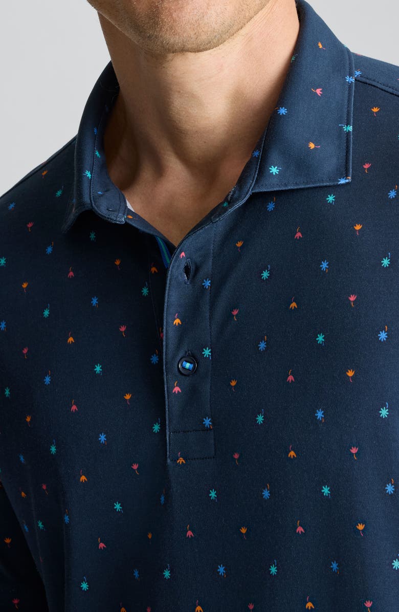 UNTUCKit Damaschino Floral Wrinkle Free Cotton Polo, Alternate, color, Sky Captain