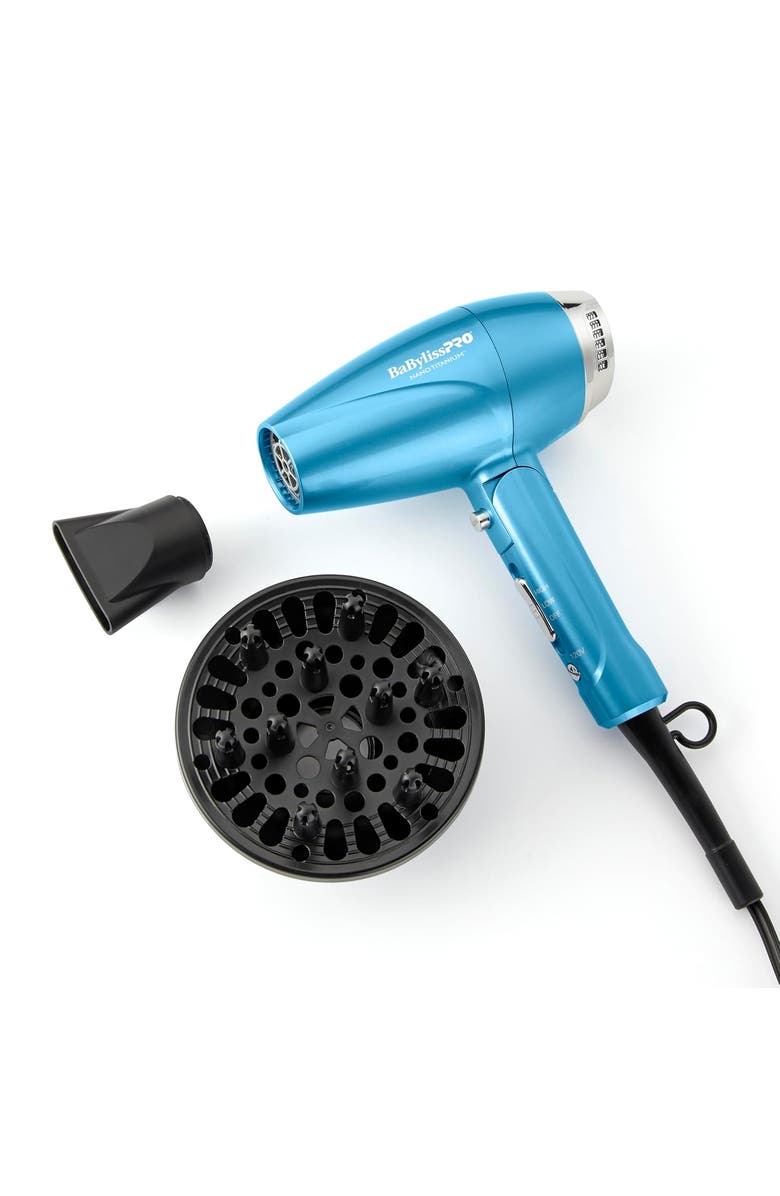 BaBylissPRO Nano Titanium Compact Folding Ionic Dryer, Alternate, color, Blue