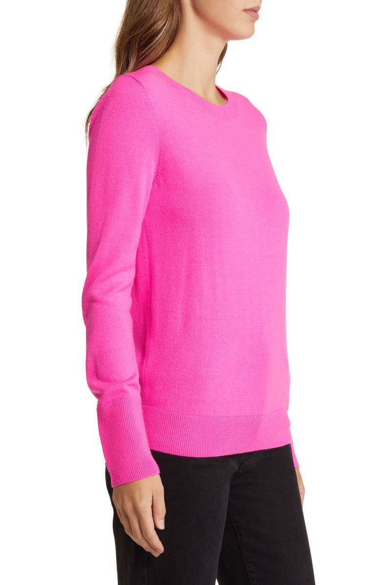 Caslon<sup>®</sup> Merino Wool Blend Crewneck Sweater, Alternate, color, Pink Neon
