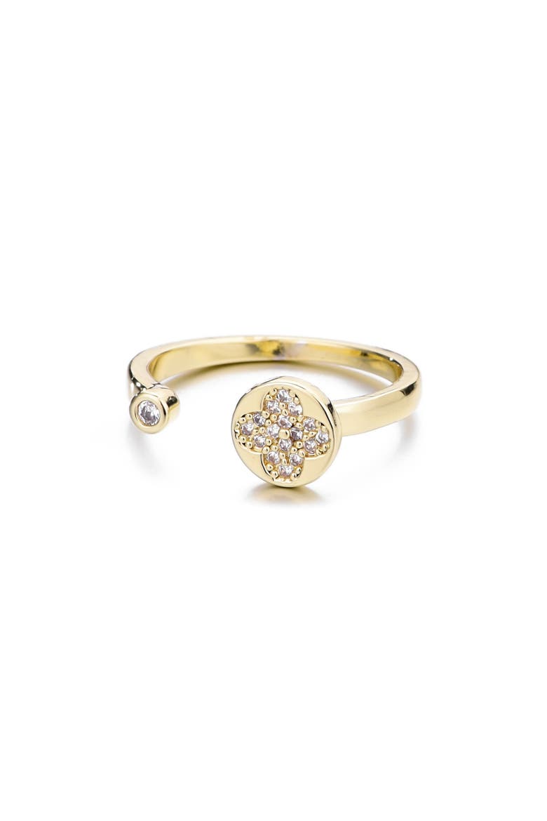 14K Gold Plated Cubic Zirconia Open Band Ring, Alternate, color, GOLD