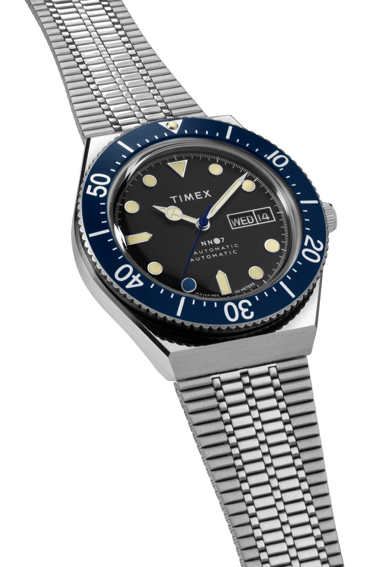 x Timex M79 Limited Edition Automatic Mesh Strap Watch, 40mm, Alternate, color, NAVY BLUE