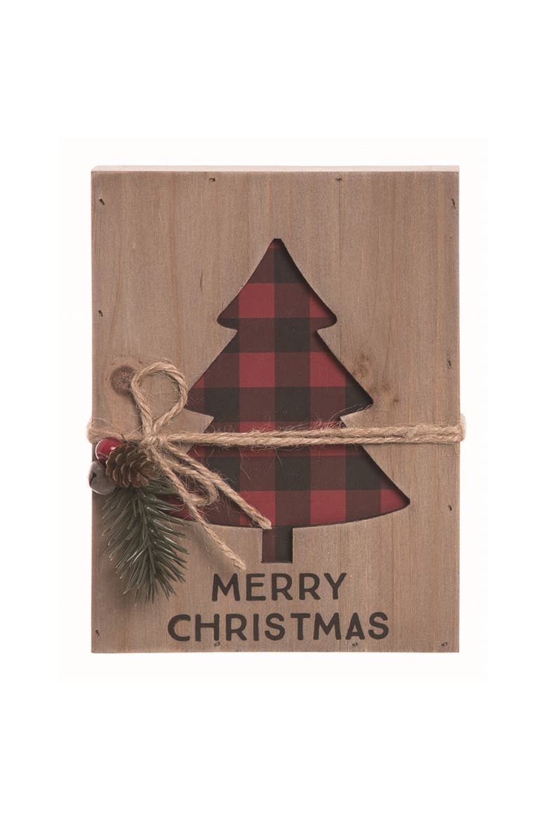 Wood Christmas Layered Tree Sign, Main, color, Brown
