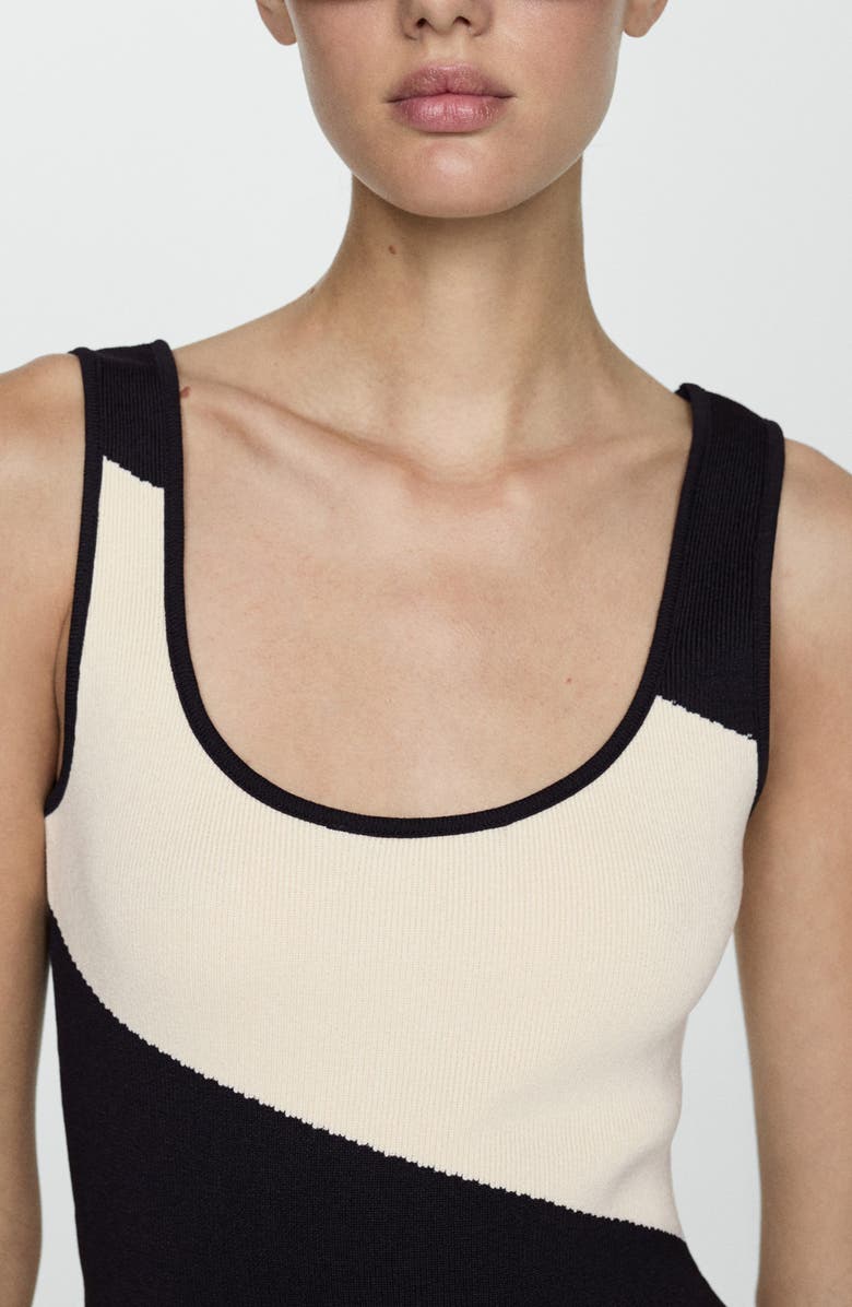 MANGO Stripe Sleeveless Knit Midi Dress, Alternate, color, Black