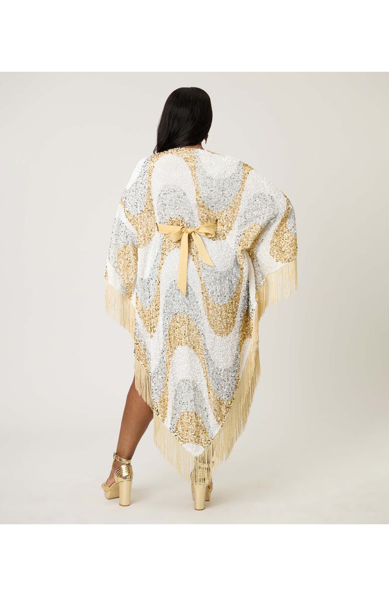 Smak Parlour Triangle Caftan Dress, Alternate, color, White & Metallic