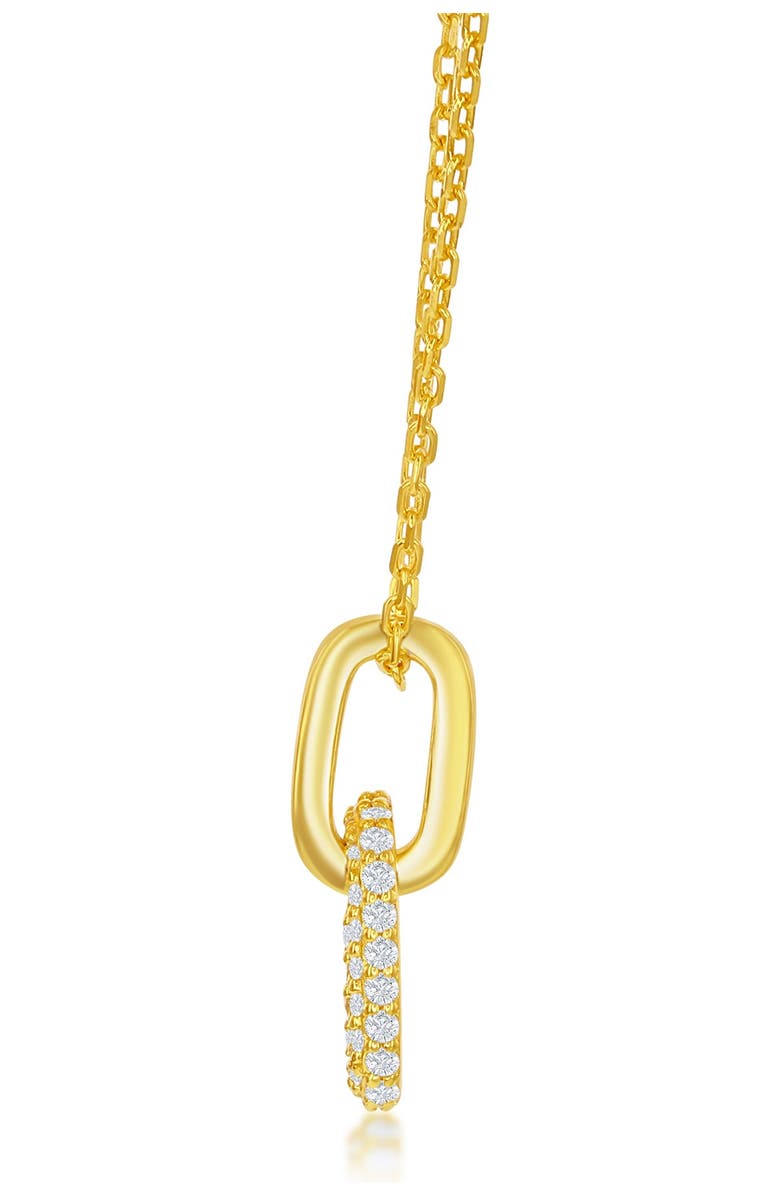 SIMONA Gold Plated Sterling Silver Micro Pave CZ Link Pendant Necklace, Main, color, 