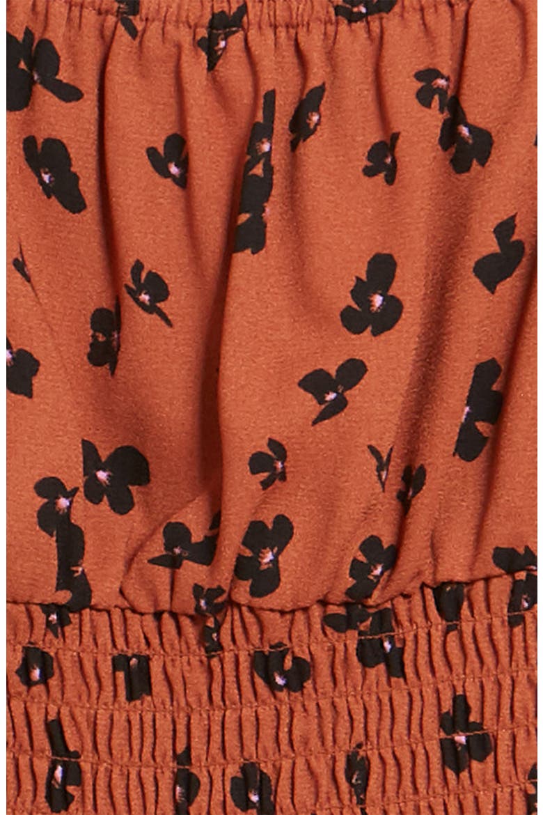 Smocked Crop Top, Alternate, color, RUST CLAY FLORAL DRIFT