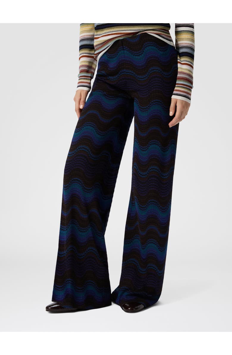 Missoni Palazzo Trousers With Wave Pattern, Alternate, color, Yellow & Brown