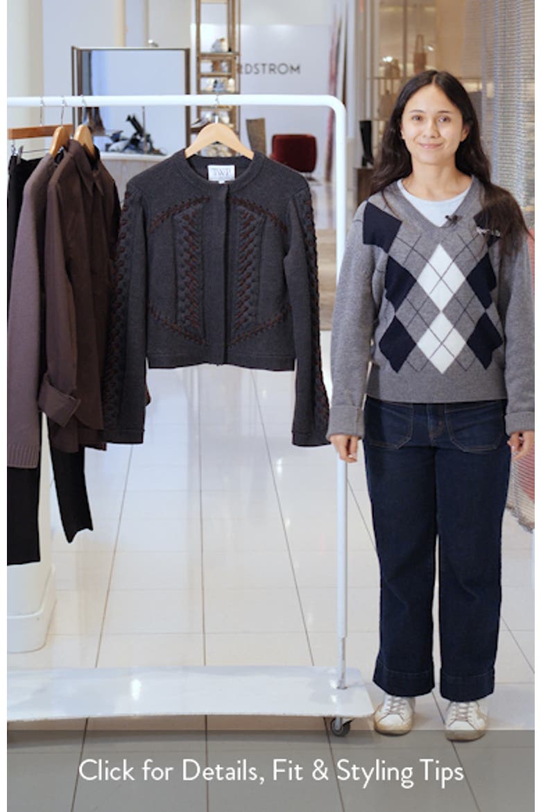 Suede Detail Wool Cable Cardigan video