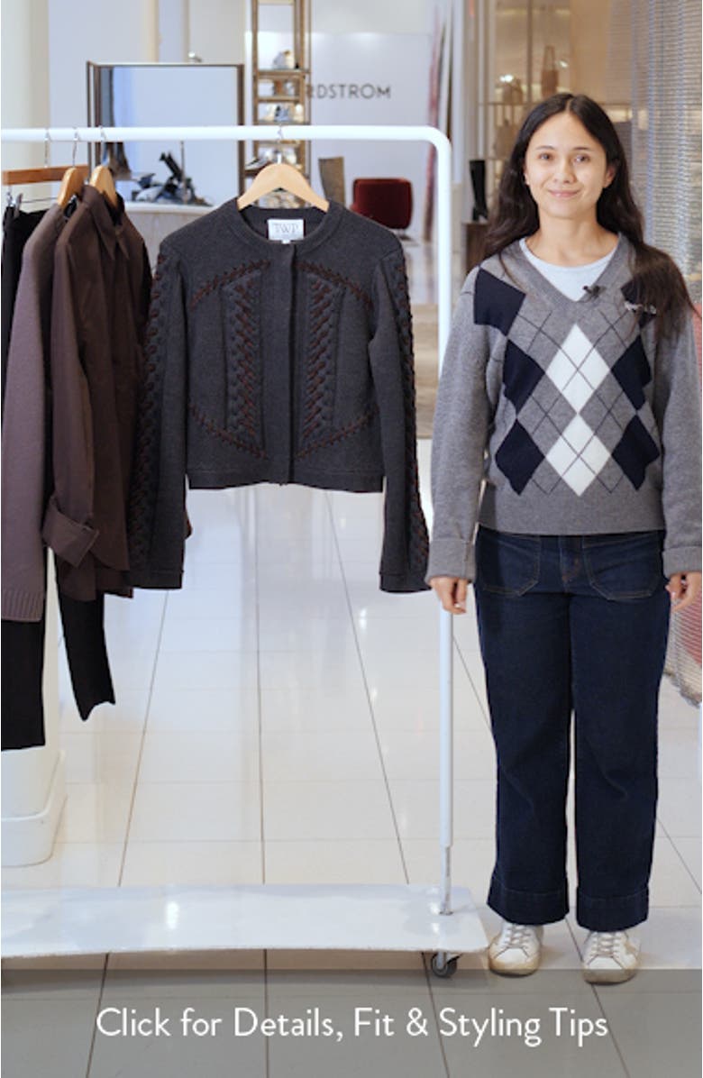 Suede Detail Wool Cable Cardigan, sales video thumbnail