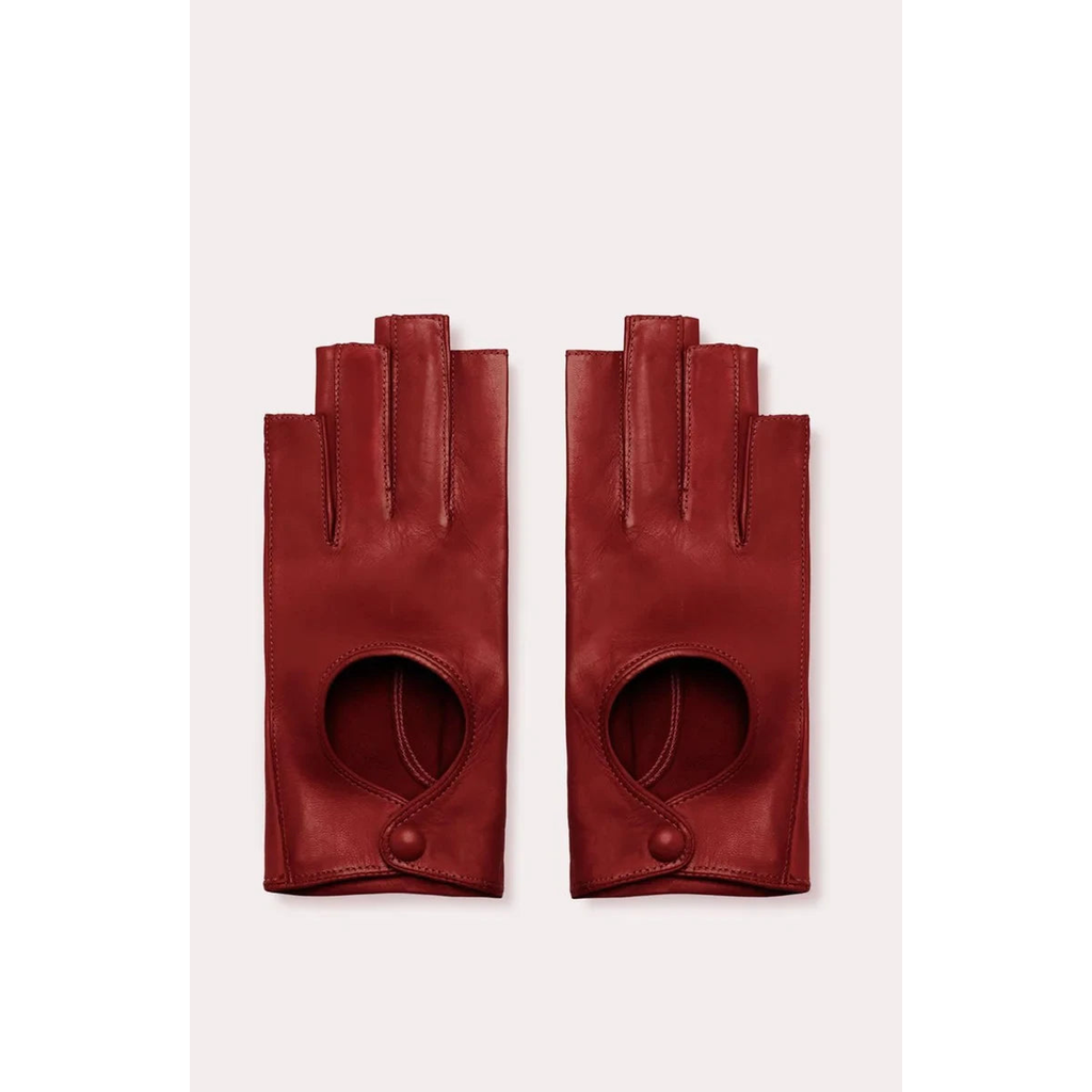 Seymoure Luxury Group Three Quarter Fingerless Driving Gloves In Burgundy
