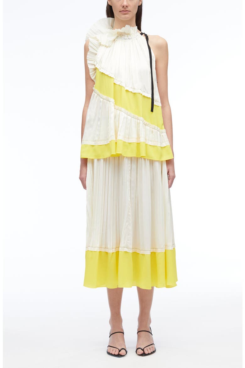 Pleated Satin Sleeveless Top, Alternate, color, IVORY-PINEAPPLE