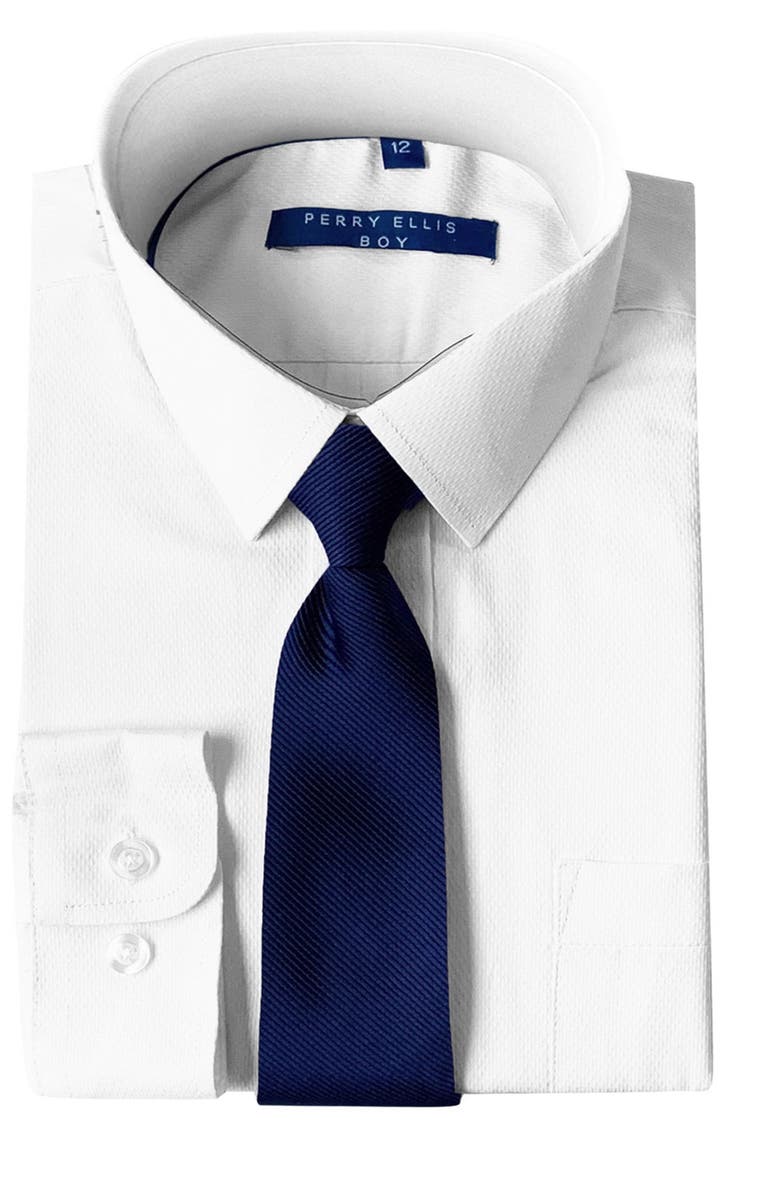 Perry Ellis Solid Dress Shirt & Diagonal Tie Set, Alternate, color, 