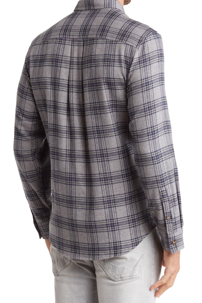 Grindle Trim Fit Flannel Shirt, Alternate, color, GREY- NAVY GRINDLE PLAID
