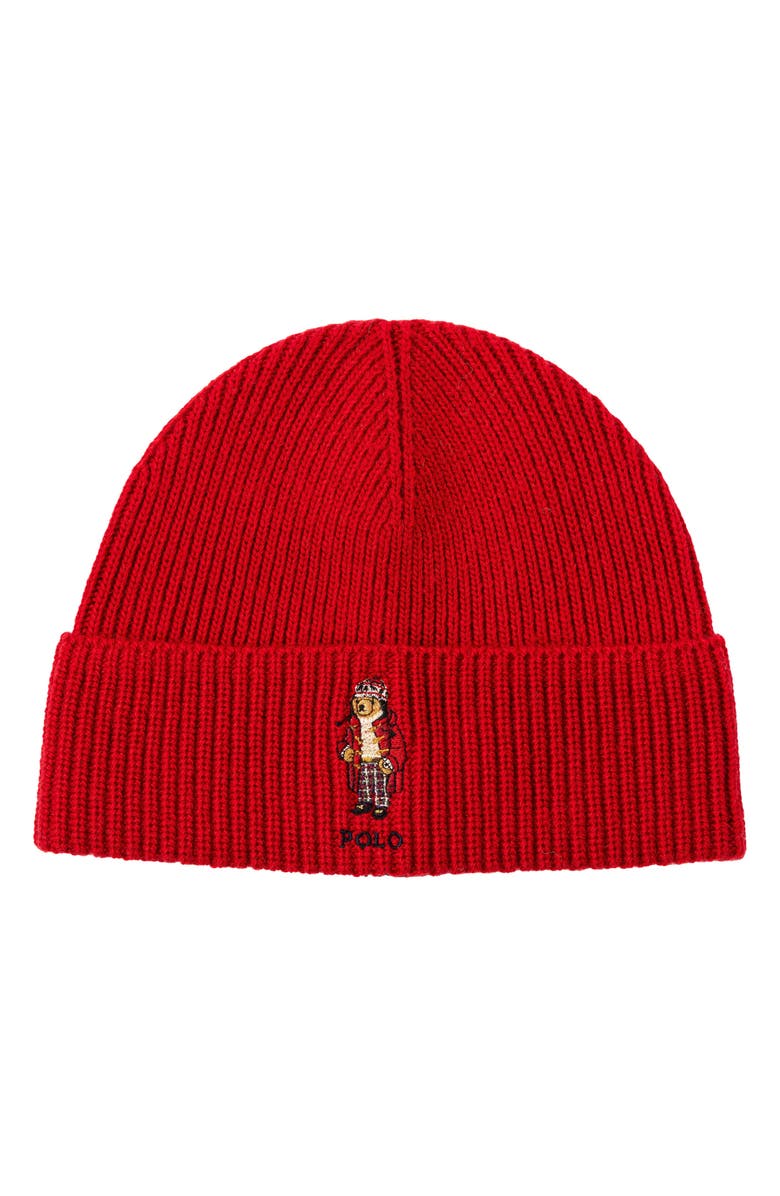 Polo Ralph Lauren Holiday Bear Beanie, Main, color, Red