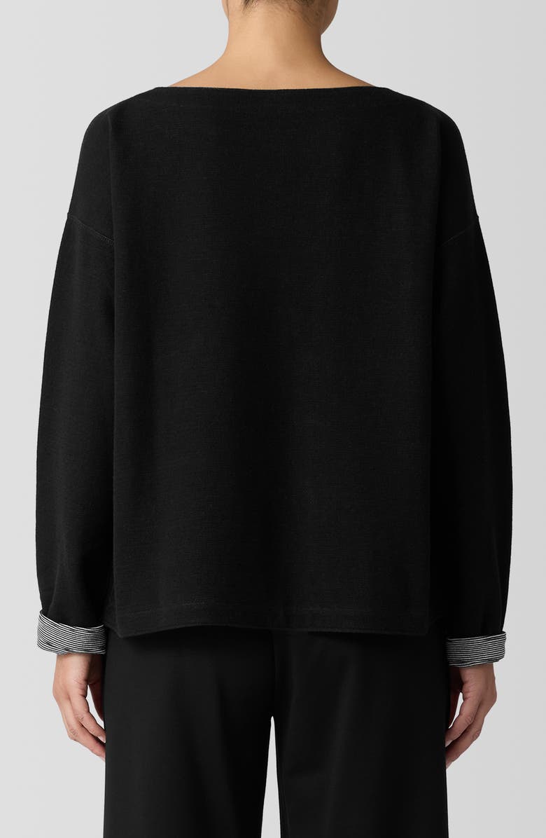 Eileen Fisher Reversible Boat Neck Organic Cotton Top, Alternate, color, Black