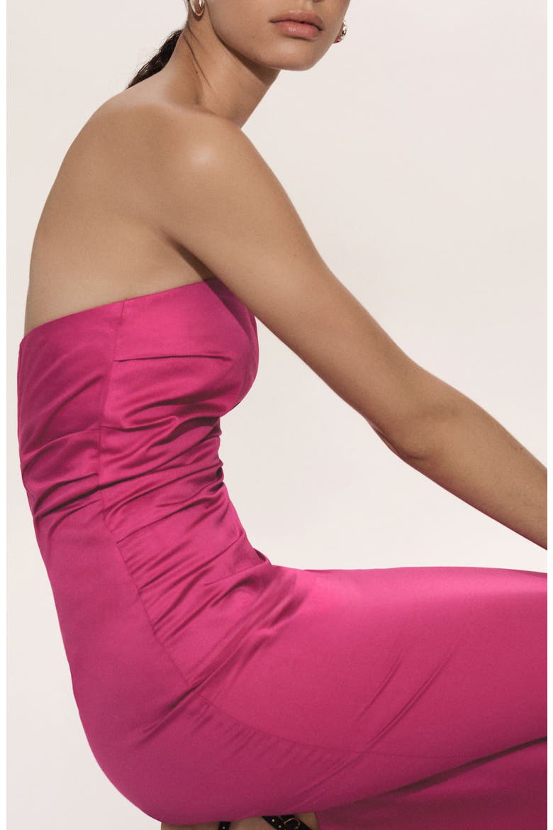 Draped Strapless Dress, Alternate, color, PINK