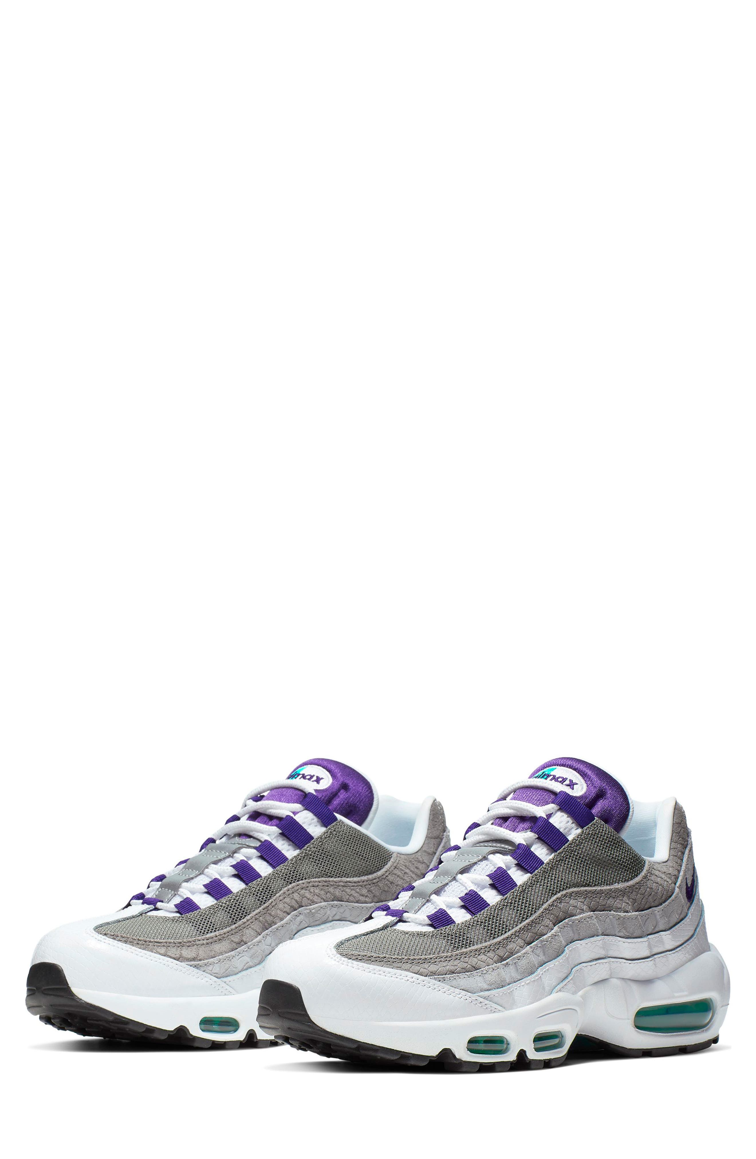 Air Max 95 LV8 Sneaker, Main, color, WHITE/ COURT PURPLE/ GREEN