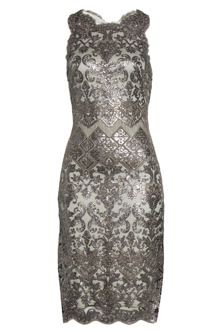 Sequin Lace Cocktail Dress, Alternate, color, DARK PEARL