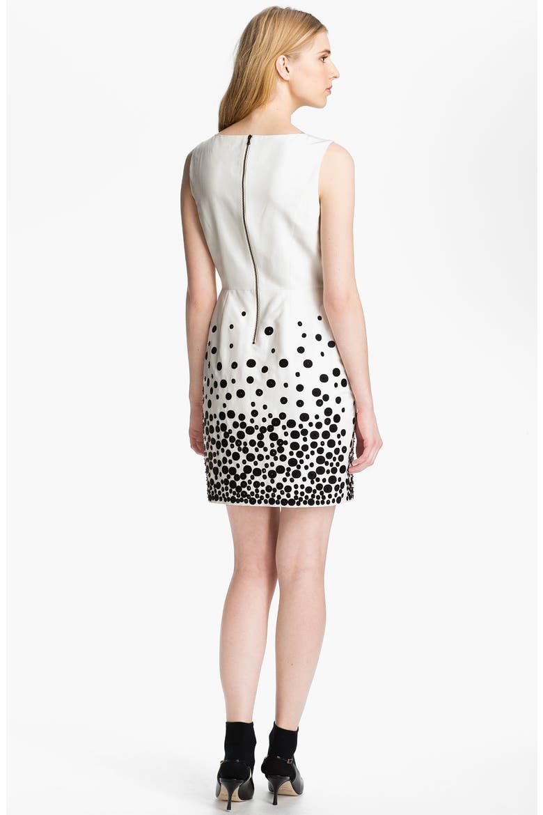 Embroidered Faille Dress (Nordstrom Exclusive), Alternate, color, IVORY/ BLACK EMBROIDERY