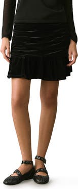 MANGO TEEN Draped Velvet Skirt