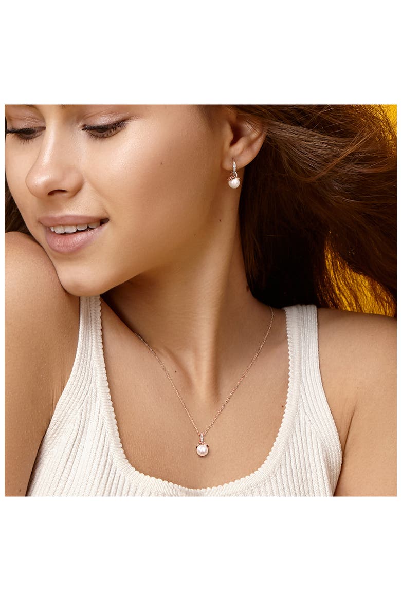 Diamond & Cultured Freshwater Pearl Pendant Necklace & Drop Earrings Set, Alternate, color, WHITE