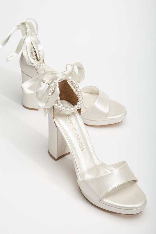 Forever & Always Shoes Renee Platform Sandals With Pearls In Ivory Faux Leather