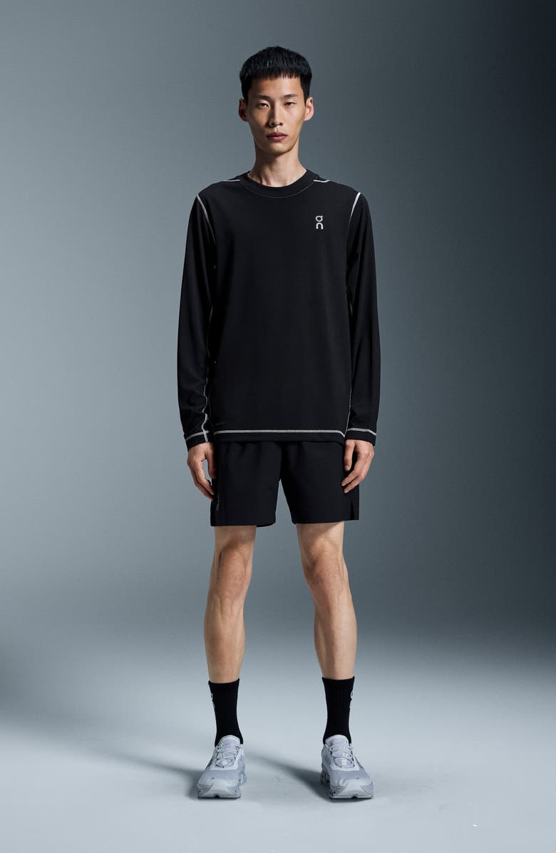 On Core 5-Inch Running Shorts, Alternate, color, Black