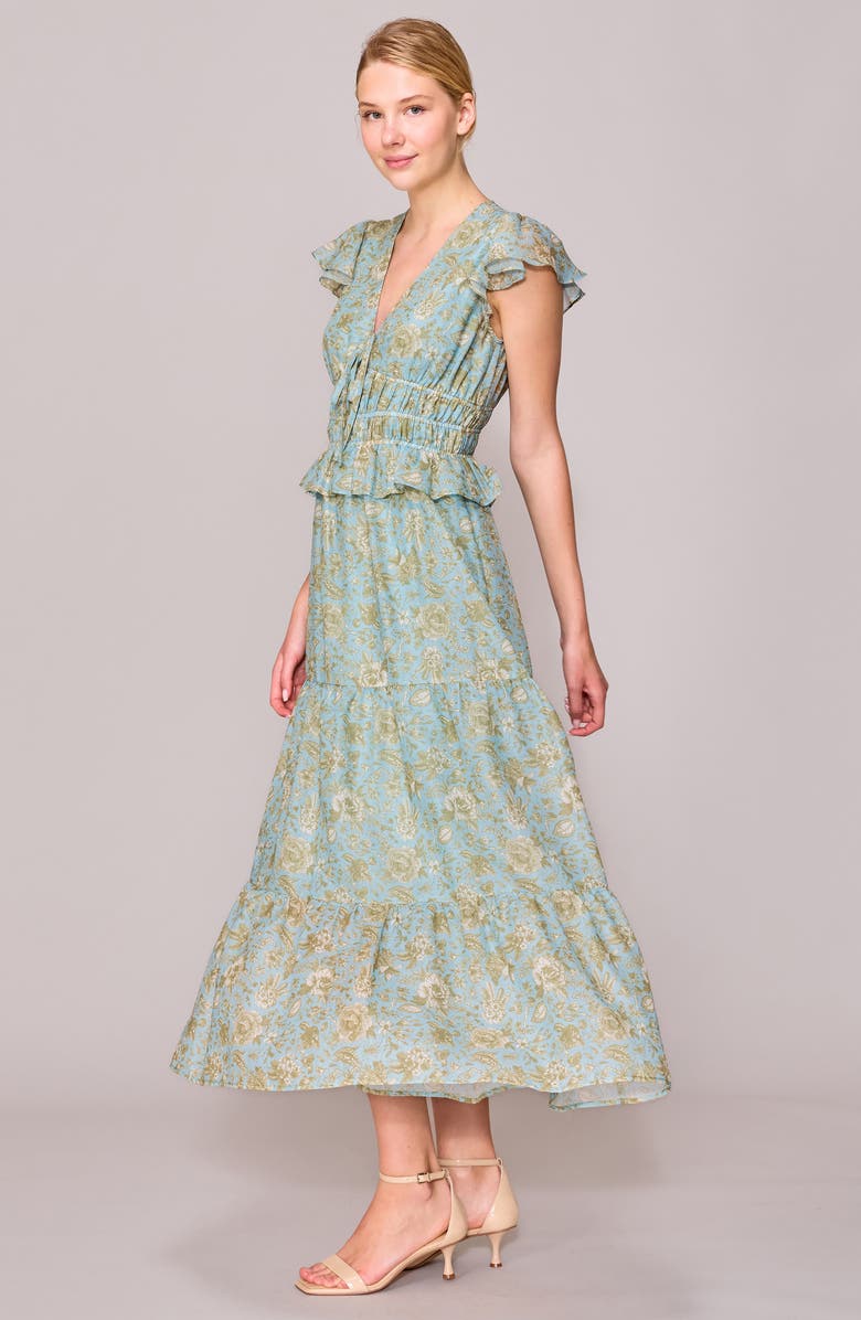 MELLODAY V-Neck Ruffle Shoulder Tiered Dress, Alternate, color, 