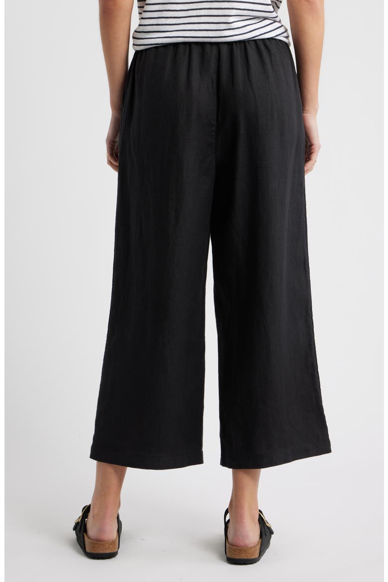 Wide Leg Crop Linen Pants, Alternate, color, BLACK