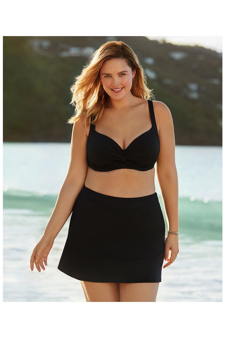 Plus Size Tummy Control Swim Skirt, Alternate, color, Black