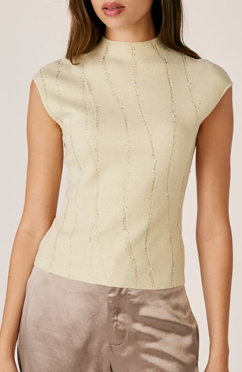 Shiny Embroidery Knitted Top