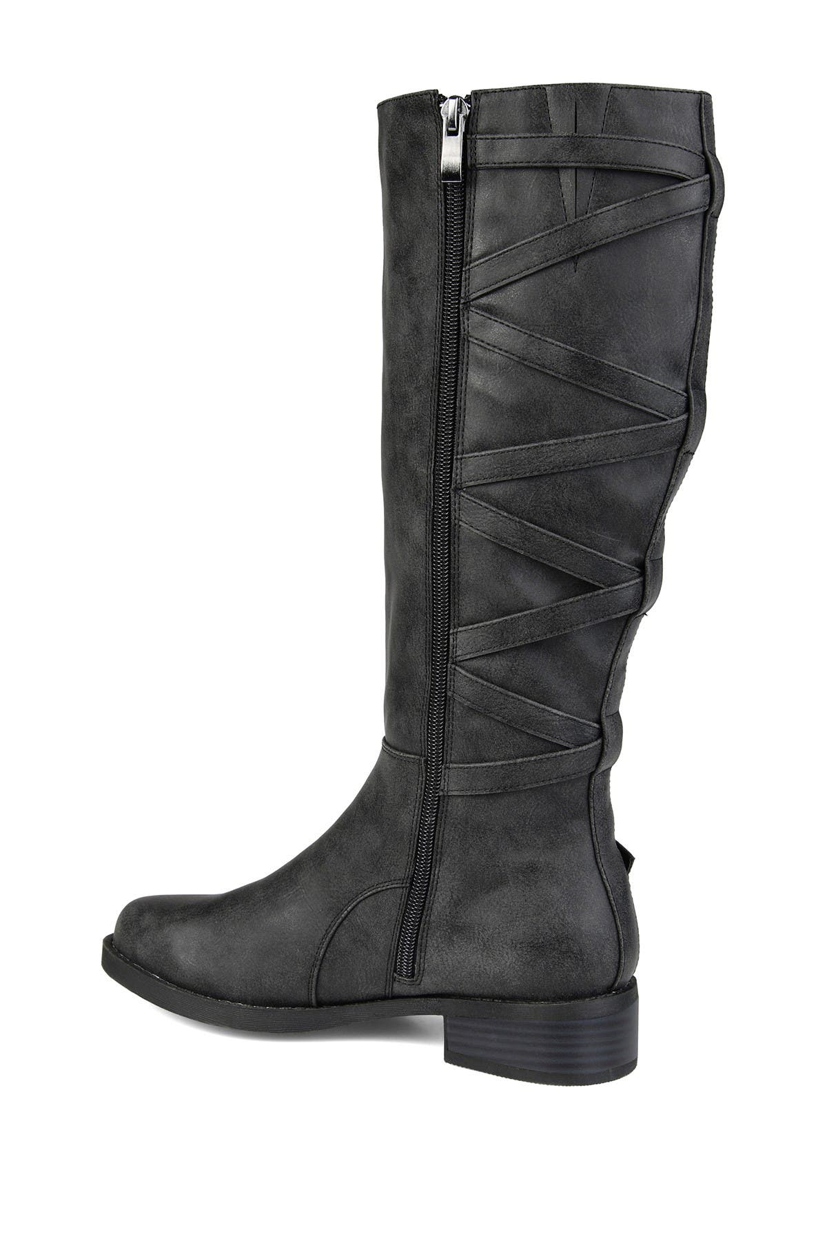 Journee Collection Carly Lace Back Tall Boot, Alternate, color, Black