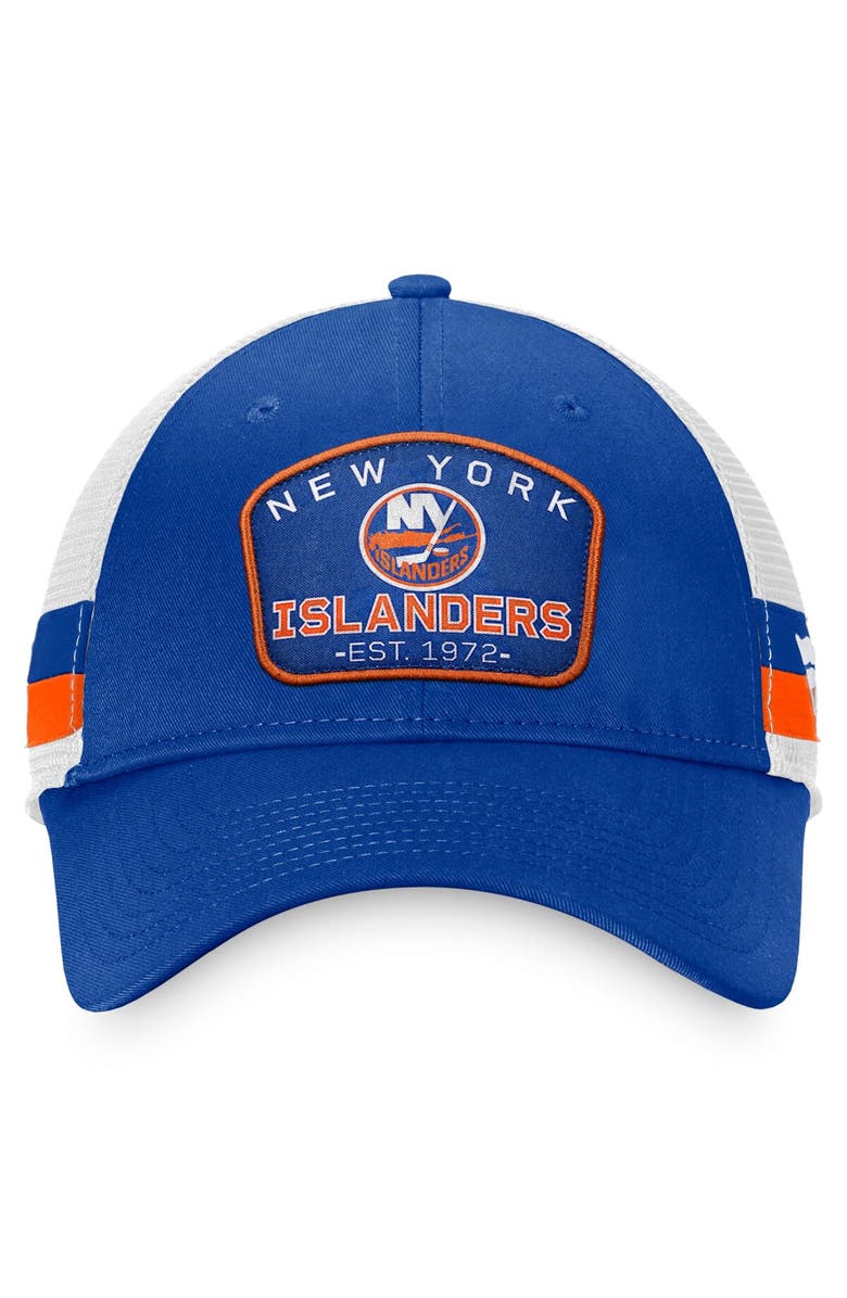 FANATICS Men's Fanatics Branded Royal/White New York Islanders Fundamental Striped Trucker Adjustable Hat, Alternate, color, 