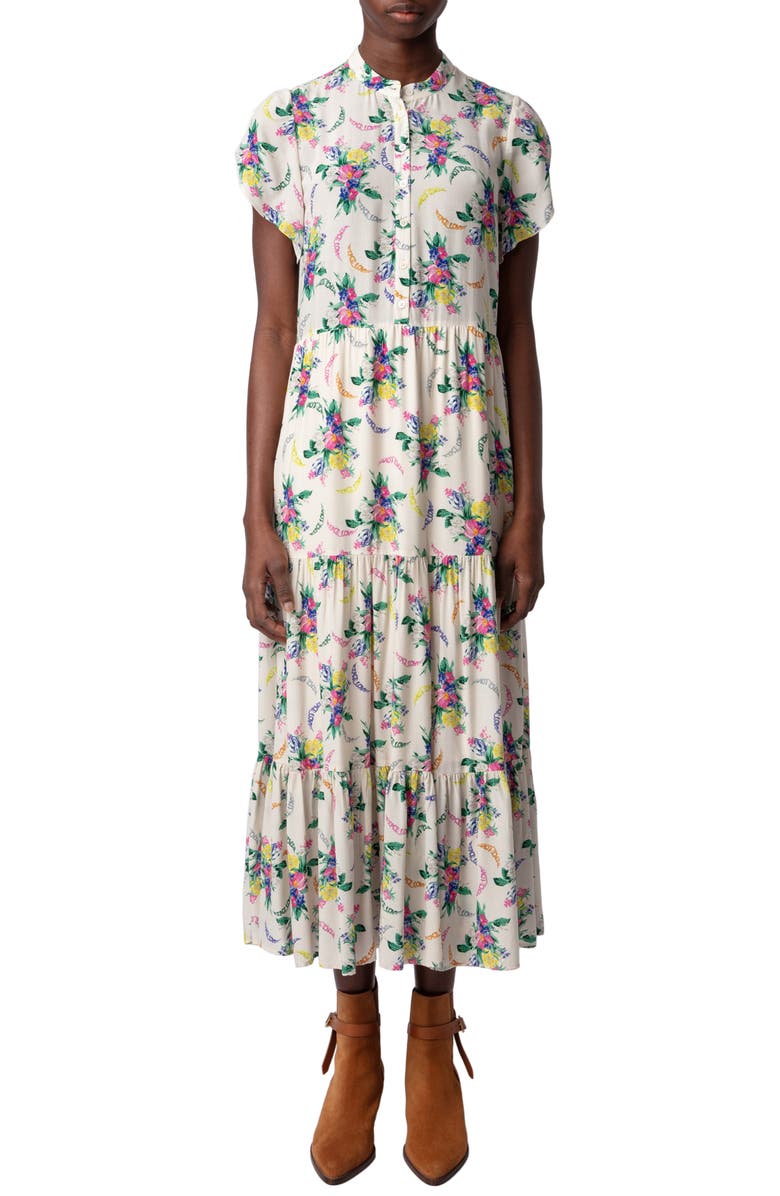 Zadig & Voltaire Razy Soft Bouquet Tulip Sleeve Dress, Alternate, color, 