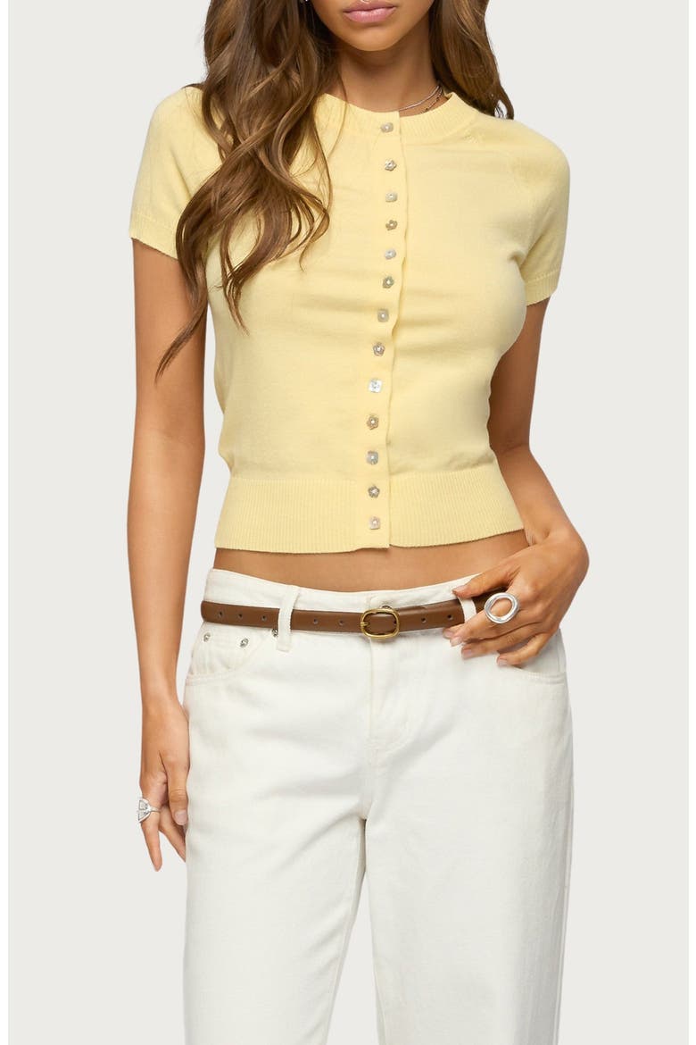 Wilmer Short Sleeve Button-Up Top, Main, color, YELLOW