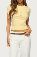 EDIKTED Wilmer Short Sleeve Button-Up Top