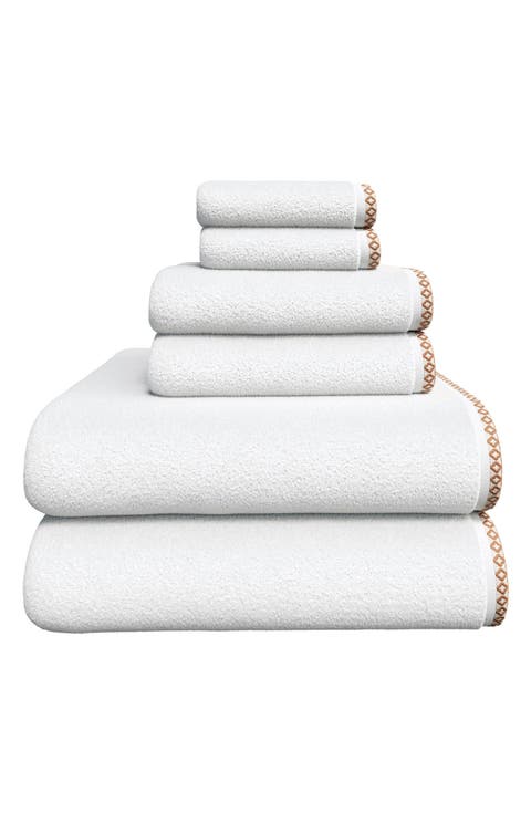 Border Stitch 6-Piece Cotton Towel Set
