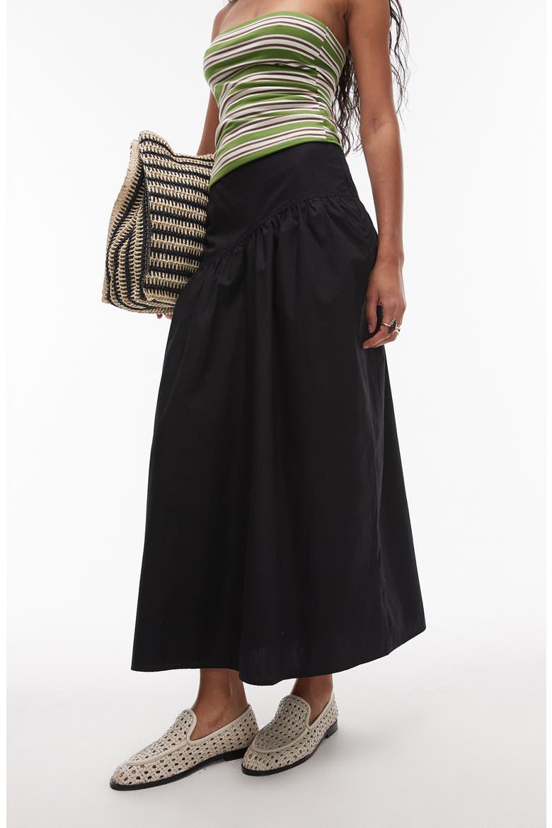 Cotton Poplin Maxi Skirt, Alternate, color, BLACK