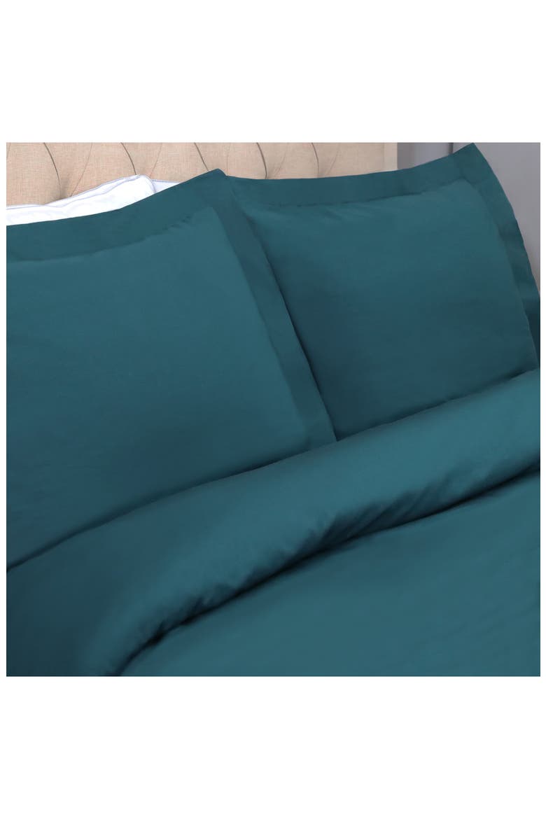 Solid 300 Thread Count Sateen Duvet Cover & Shams Set, Alternate, color, NAVY BLUE
